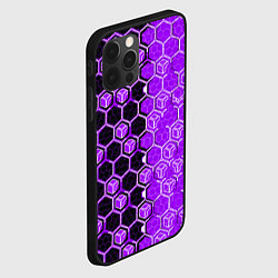 Чехол для iPhone 12 Pro Max Техно-киберпанк шестиугольники фиолетовый и чёрный, цвет: 3D-черный — фото 2