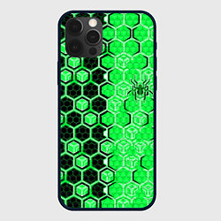 Чехол для iPhone 12 Pro Max Техно-киберпанк шестиугольники зелёный и чёрный с, цвет: 3D-черный