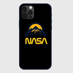 Чехол для iPhone 12 Pro Max Nasa горы лого, цвет: 3D-черный