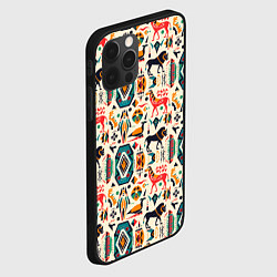 Чехол для iPhone 12 Pro Max Африканские узор лев и жираф, цвет: 3D-черный — фото 2
