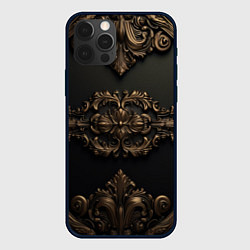 Чехол для iPhone 12 Pro Max Объемные темные золотые узоры, цвет: 3D-черный