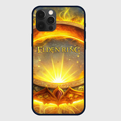 Чехол для iPhone 12 Pro Max Elden Ring лого и волшебное золотое кольцо, цвет: 3D-черный