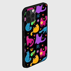 Чехол для iPhone 12 Pro Max Паттерн разноцветных котиков, цвет: 3D-черный — фото 2