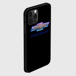 Чехол для iPhone 12 Pro Max Chevrolet logo neon, цвет: 3D-черный — фото 2