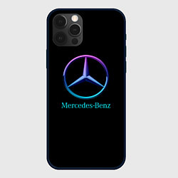 Чехол для iPhone 12 Pro Max Mercedes neon logo, цвет: 3D-черный