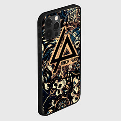 Чехол для iPhone 12 Pro Max Linkin park на фоне рун масок черепов и молота тор, цвет: 3D-черный — фото 2