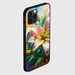 Чехол для iPhone 12 Pro Max Лилии абстракция гранж, цвет: 3D-черный — фото 2