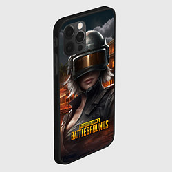 Чехол для iPhone 12 Pro Max PUBG девушка в шлеме, цвет: 3D-черный — фото 2
