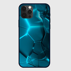 Чехол для iPhone 12 Pro Max Неоновые холодные голубые плиты в разломе, цвет: 3D-черный