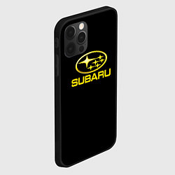 Чехол для iPhone 12 Pro Max Subaru logo yellow, цвет: 3D-черный — фото 2