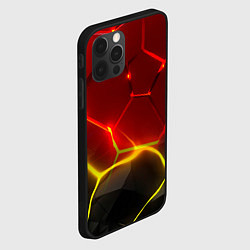 Чехол для iPhone 12 Pro Max Неоновые красные плиты с ярким светом, цвет: 3D-черный — фото 2