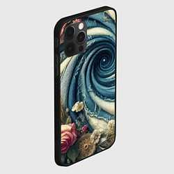 Чехол для iPhone 12 Pro Max Джинсовая воронка нитки и цветы - нейросеть, цвет: 3D-черный — фото 2