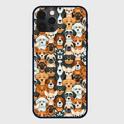 Чехол для iPhone 12 Pro Max Мультяшные собачки, цвет: 3D-черный