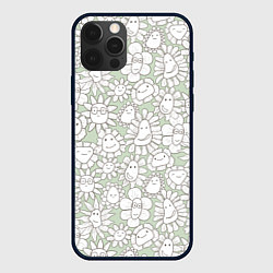 Чехол для iPhone 12 Pro Max Улыбающиеся цветы, цвет: 3D-черный