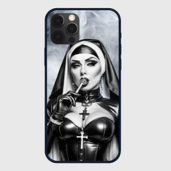 Чехол для iPhone 12 Pro Max Пошлая монахиня с чупа чупсом, цвет: 3D-черный