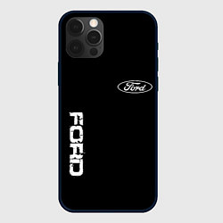 Чехол для iPhone 12 Pro Max Ford logo white steel, цвет: 3D-черный