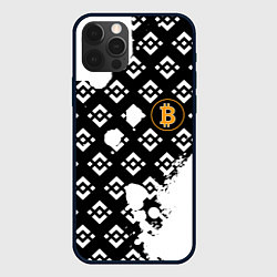 Чехол для iPhone 12 Pro Max Bitcoin pattern binance, цвет: 3D-черный