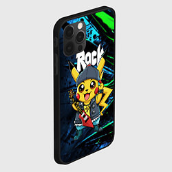 Чехол для iPhone 12 Pro Max Радостный Пикачу рок звезда, цвет: 3D-черный — фото 2