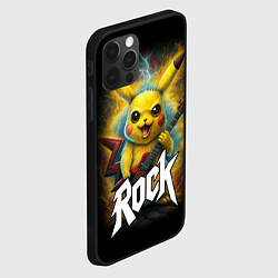 Чехол для iPhone 12 Pro Max Пикачу рокер с электрогитарой, цвет: 3D-черный — фото 2