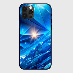 Чехол для iPhone 12 Pro Max Синяя объемная абстракция со вспышкой, цвет: 3D-черный