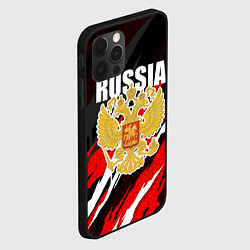 Чехол для iPhone 12 Pro Max Бело-красные разрывы - Россия, цвет: 3D-черный — фото 2