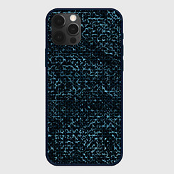 Чехол для iPhone 12 Pro Max Чёрный с голубыми вставками текстурированный, цвет: 3D-черный