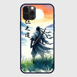 Чехол для iPhone 12 Pro Max Ghost of Tsushima - samurai on the background of t, цвет: 3D-черный