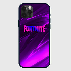 Чехол для iPhone 12 Pro Max Fortnite neon stripes angles logo, цвет: 3D-черный