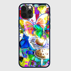 Чехол для iPhone 12 Pro Max Живописные бабочки, цвет: 3D-черный