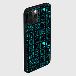 Чехол для iPhone 12 Pro Max Квадратные геометрические инженерные синие схемы п, цвет: 3D-черный — фото 2