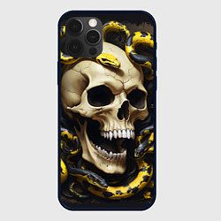 Чехол для iPhone 12 Pro Max Череп и жёлто-чёрные змеи, цвет: 3D-черный