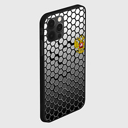 Чехол для iPhone 12 Pro Max Стальная броня-соты с Гербом РФ, цвет: 3D-черный — фото 2