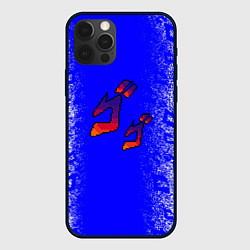 Чехол для iPhone 12 Pro Max Jojos bizarre adventure - синяя символига-лого, цвет: 3D-черный