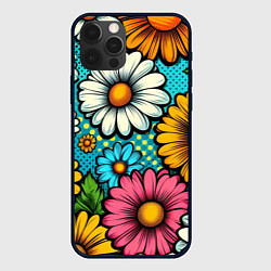 Чехол для iPhone 12 Pro Max Графический паттерн - Летние Цветы, цвет: 3D-черный