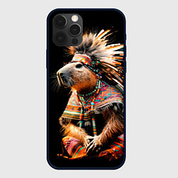 Чехол для iPhone 12 Pro Max Капибара этнический индеец, цвет: 3D-черный
