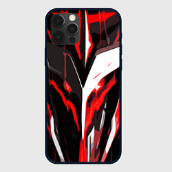 Чехол для iPhone 12 Pro Max Красно-белый абстрактный демонический шлем, цвет: 3D-черный