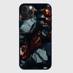Чехол для iPhone 12 Pro Max Темные блестящие абстрактные камни, цвет: 3D-черный