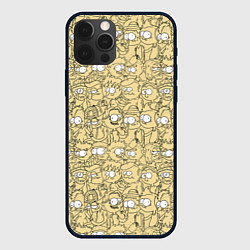 Чехол для iPhone 12 Pro Max Дудл человечки носатые - паттерн, цвет: 3D-черный
