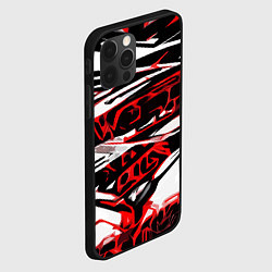 Чехол для iPhone 12 Pro Max Красно-чёрная агрессивная абстракция на белом фоне, цвет: 3D-черный — фото 2