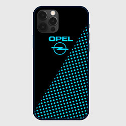 Чехол iPhone 12 Pro Max Opel чёрно-голубой шахматка