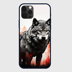 Чехол для iPhone 12 Pro Max Одинокий волк среди леса, цвет: 3D-черный