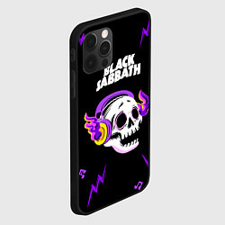 Чехол для iPhone 12 Pro Max Black Sabbath неоновый череп, цвет: 3D-черный — фото 2