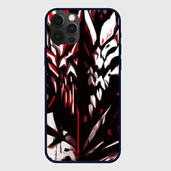 Чехол для iPhone 12 Pro Max White and red abstraction on a black background, цвет: 3D-черный