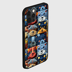 Чехол для iPhone 12 Pro Max Вязанные еноты на пэчворк, цвет: 3D-черный — фото 2