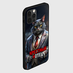 Чехол для iPhone 12 Pro Max Крестный котец на фоне огня и дыма, цвет: 3D-черный — фото 2