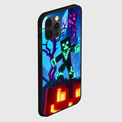 Чехол для iPhone 12 Pro Max Minecraft and halloween - neon glow, цвет: 3D-черный — фото 2