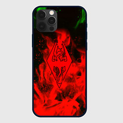 Чехол для iPhone 12 Pro Max Skyrim fire steel, цвет: 3D-черный