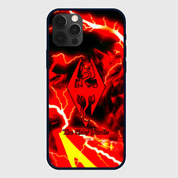 Чехол для iPhone 12 Pro Max Skyrim red storm logo, цвет: 3D-черный