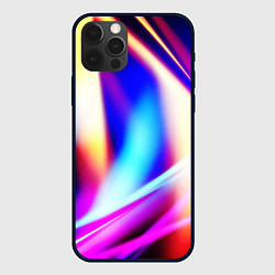 Чехол для iPhone 12 Pro Max Неоновые лучи абстракция, цвет: 3D-черный