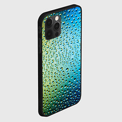 Чехол для iPhone 12 Pro Max Капли дождя бирюзовый градиент, цвет: 3D-черный — фото 2